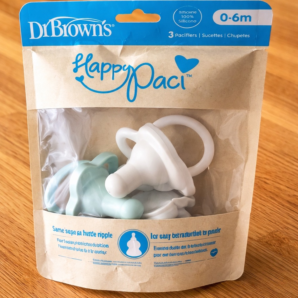 Dr. Brown's HappyPaci Silicone Pacifiers - White and Green